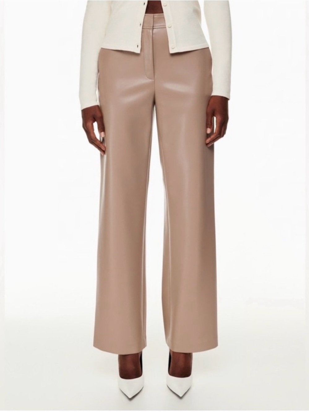 Aritzia Babaton Command Faux Leather Straight Leg Pants Camel Size 4
